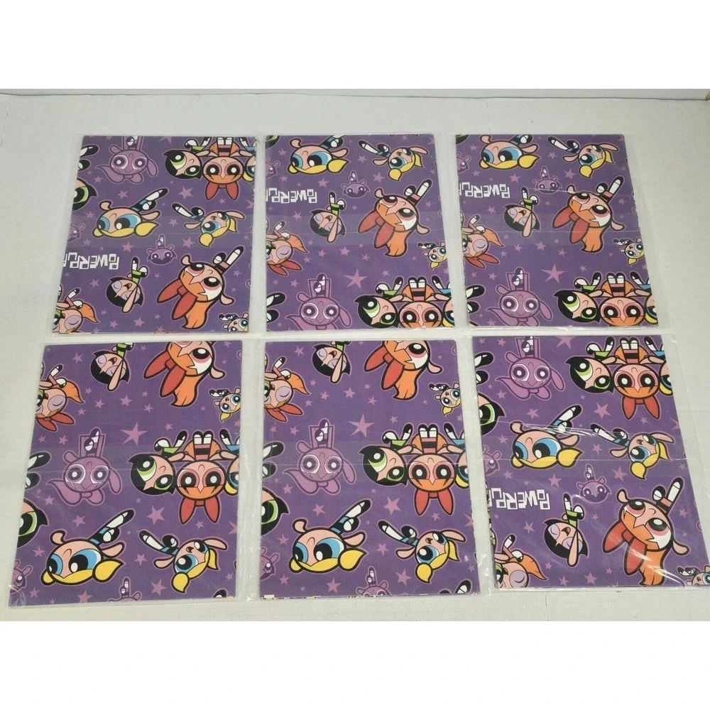 New Vtg (6) Power Puff Girls Gift Wrapping Paper American Greetings 8.33 Sq Ft